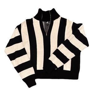 Women's Striped Quarter-zip Sweater L